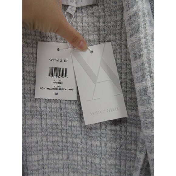 Verve Ami Sweater Medium Open Cardigan Plaid Heather Textured NEW - Picture 9 of 11